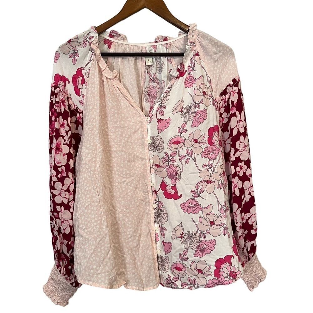Cato Pink & White Floral Long Sleeve Top